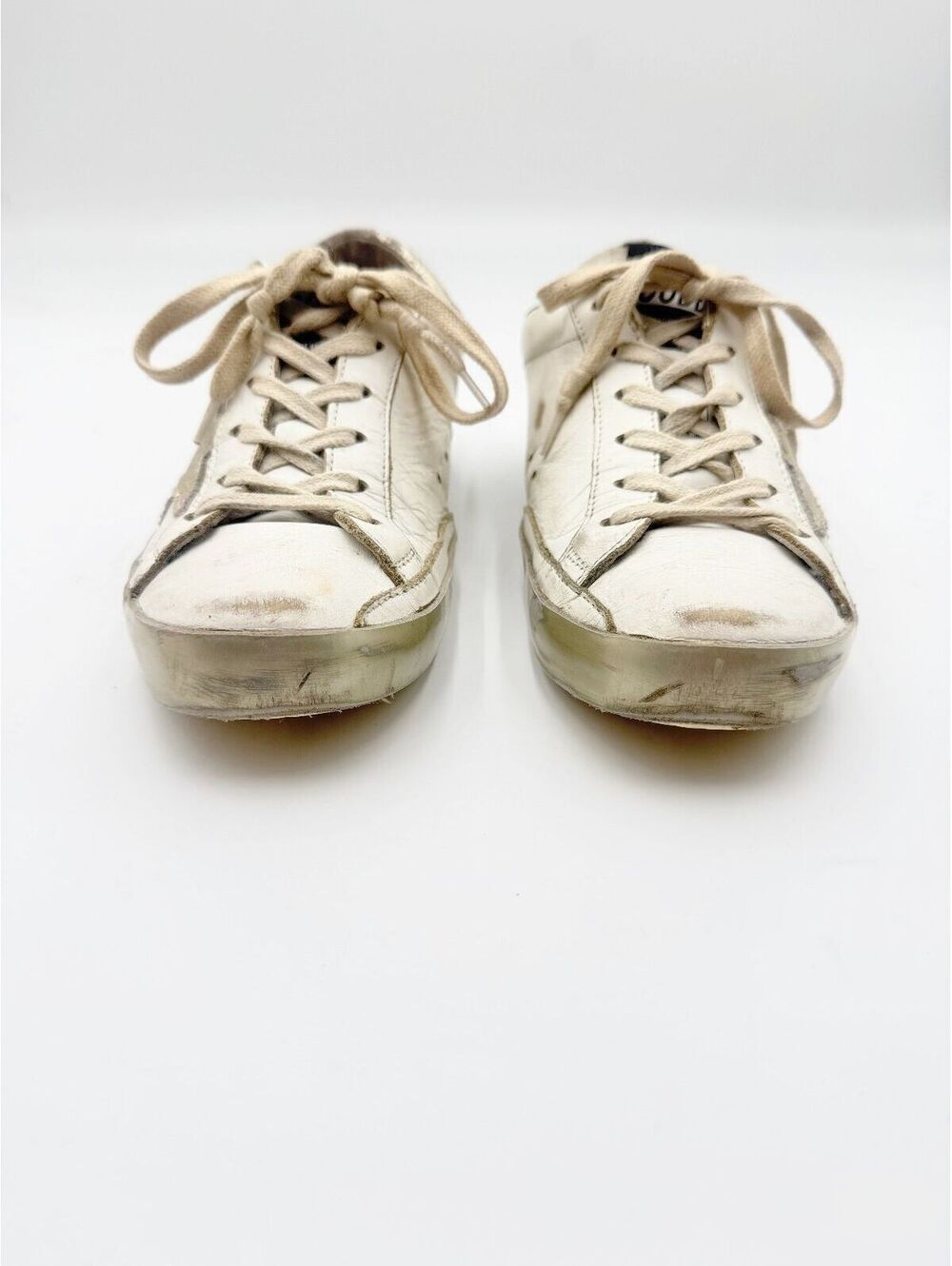 Golden Goose Superstar White Leather Gold Heel Distressed Sneakers Size 36 US 6 - Picture 2 of 10